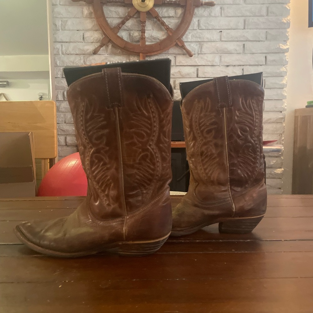 Vintage Boulet Brown Embroidered Heeled Boots